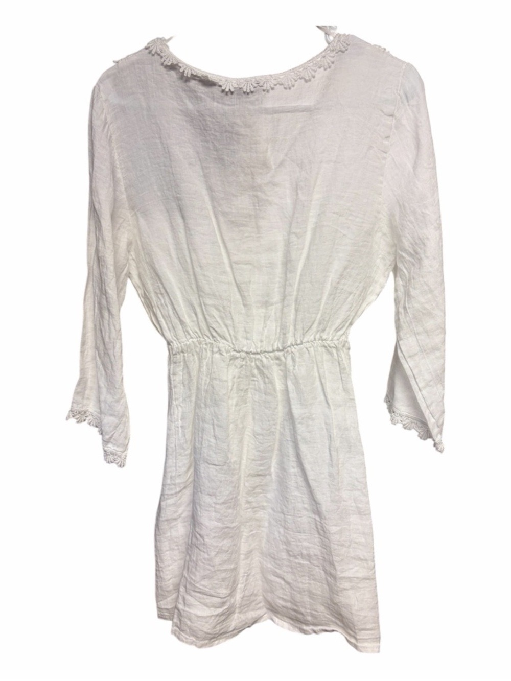 Valentina White Linen Label Tee with Embroidered Detail - Picture 3 of 5
